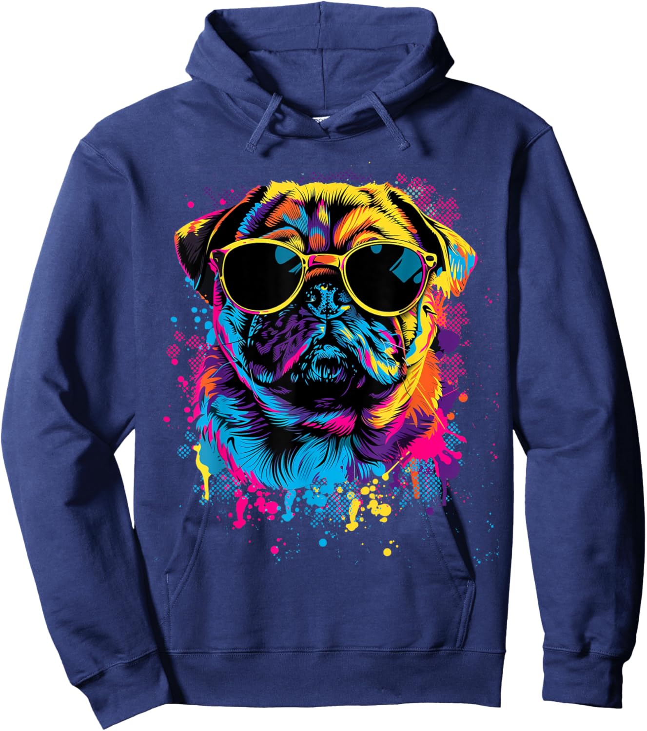 Pug Dog Lovers Design Colorful Pop Art Pug Hoodie - Hoodie | Navy