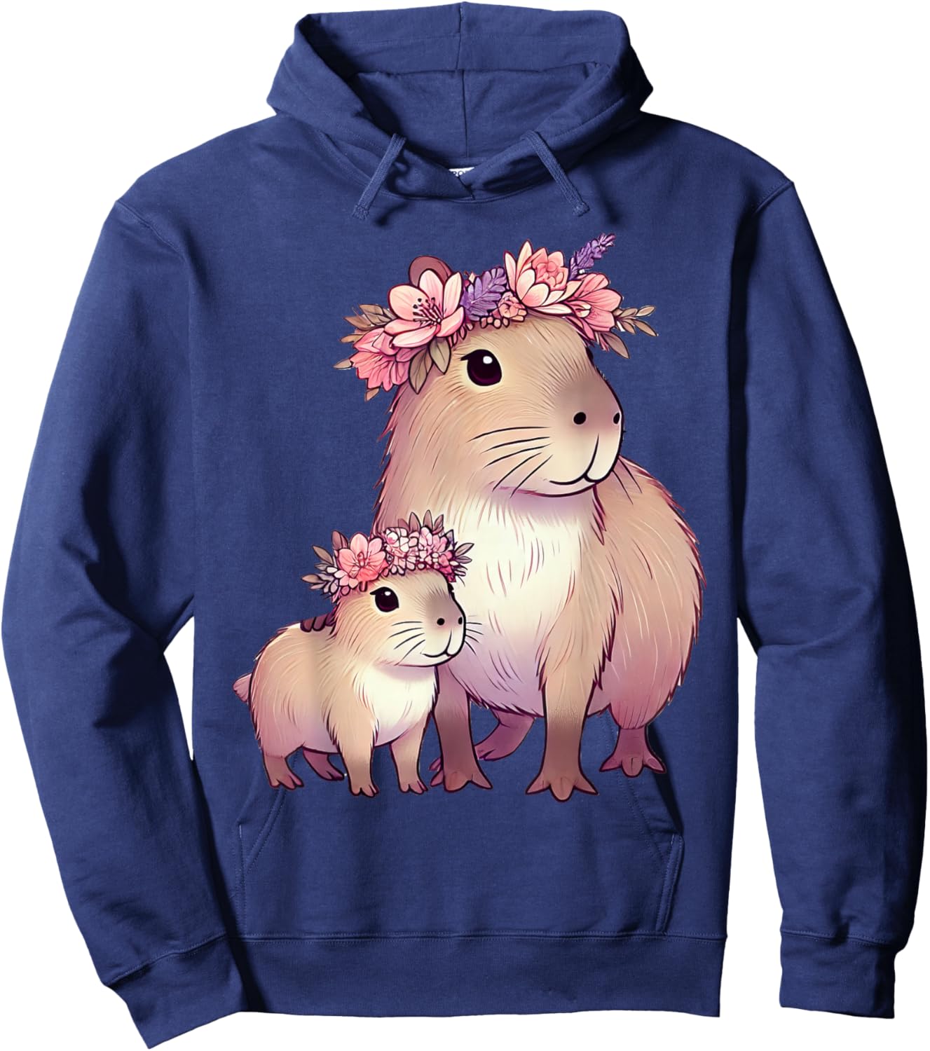 Capybara Mom Flower Hoodie - Hoodie | Navy
