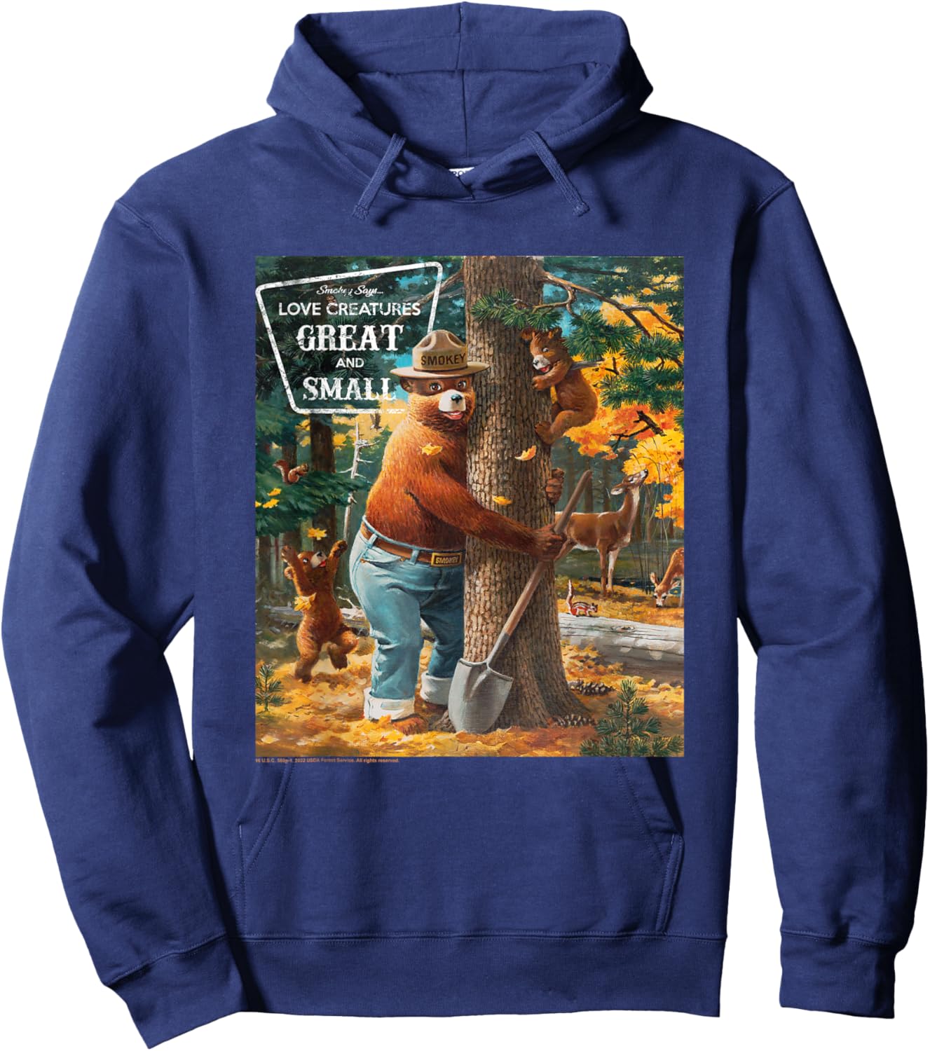 Smokey Bear Love Creatures Great And Small Tree Hug Hoodie - Hoodie | Navy