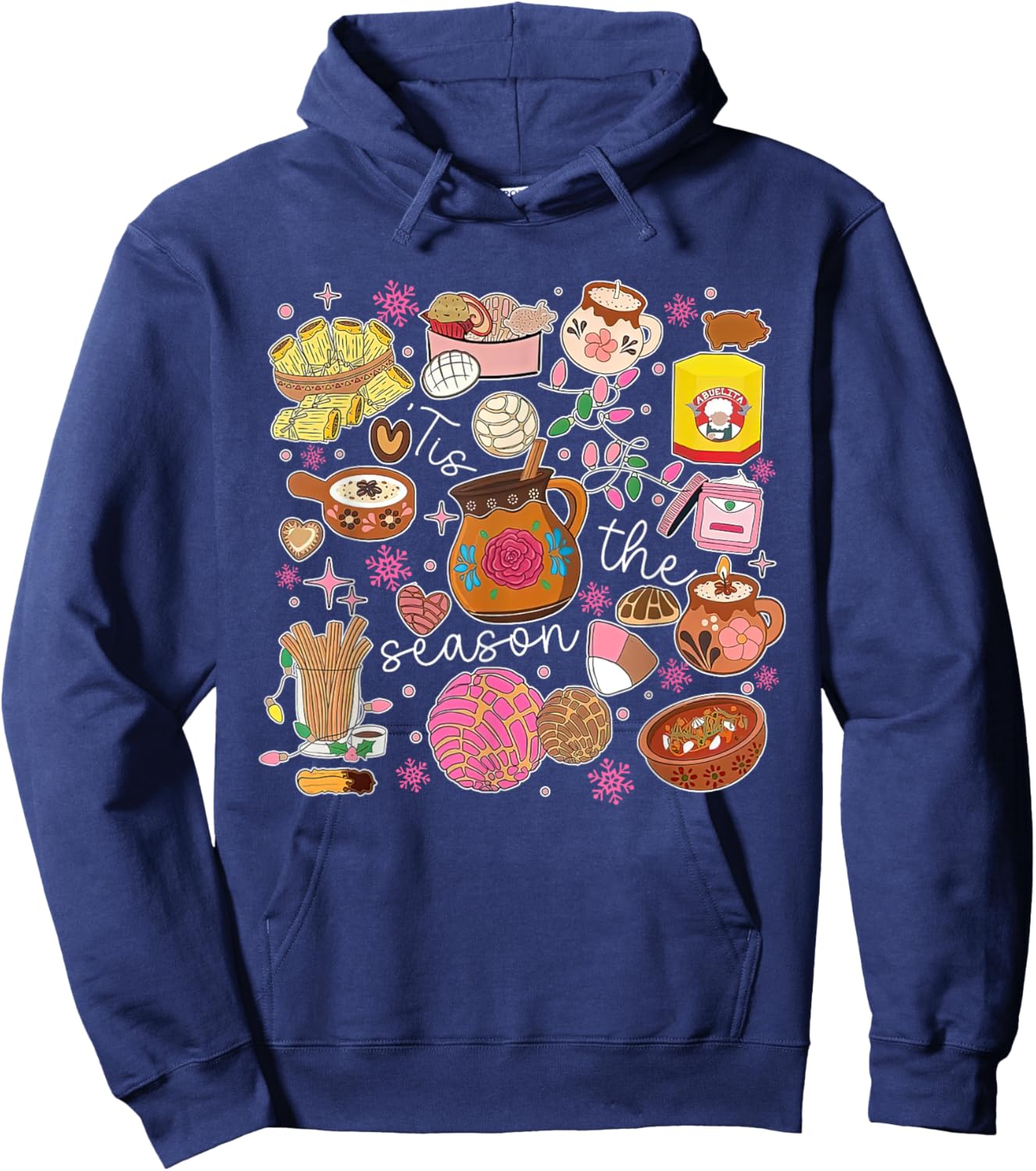 Tis The Season For Tamales Christmas Mexican Food Outfits Hoodie - Hoodie | Navy