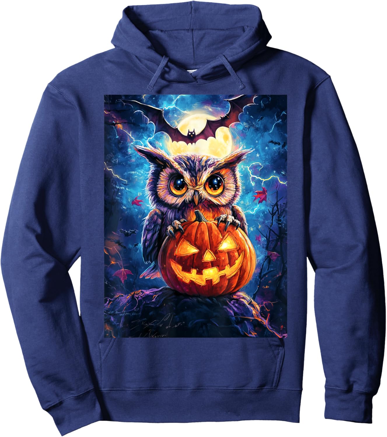 Halloween Girls Owl Boys Spooky Scary Pumpkin Kids Halloween Hoodie - Hoodie | Navy