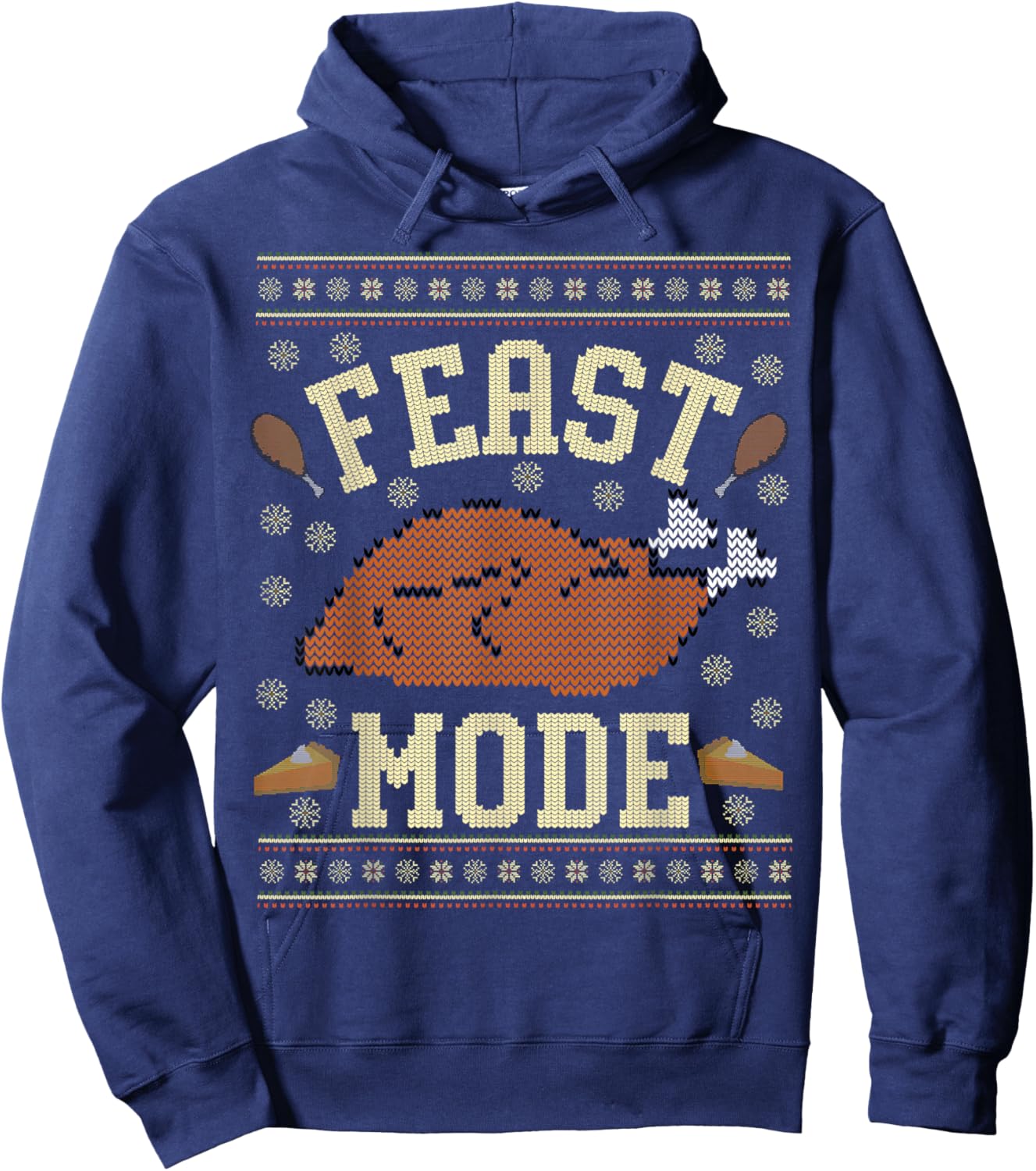 Feast Mode Ugly Thanksgiving Sweater Men Women Kids Hoodie - Hoodie | Navy