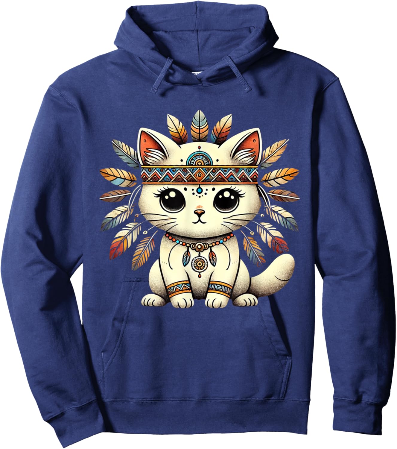 Native American Indian Cute Cat Culture and Heritage Women Kids Hoodie - Hoodie | Navy