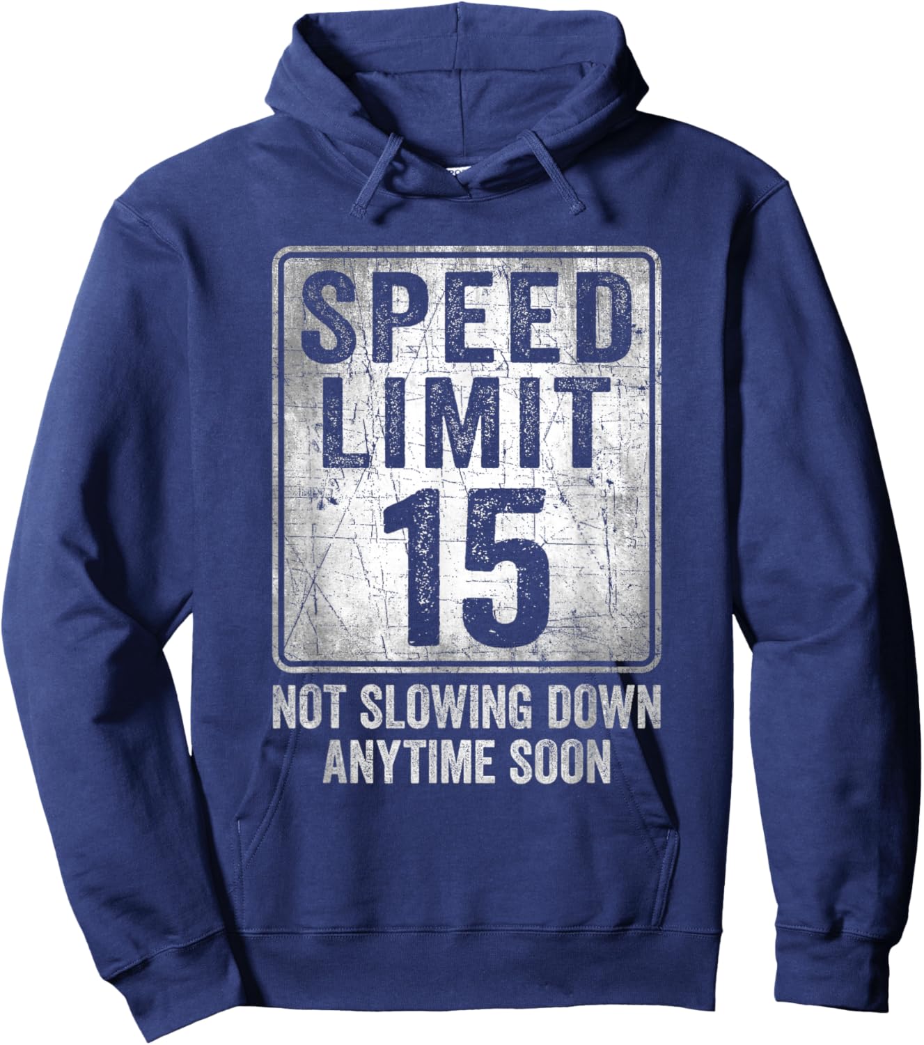 15th Birthday Speed Limit Sign Funny 15 Year Old Boy or Girl Hoodie - Hoodie | Navy