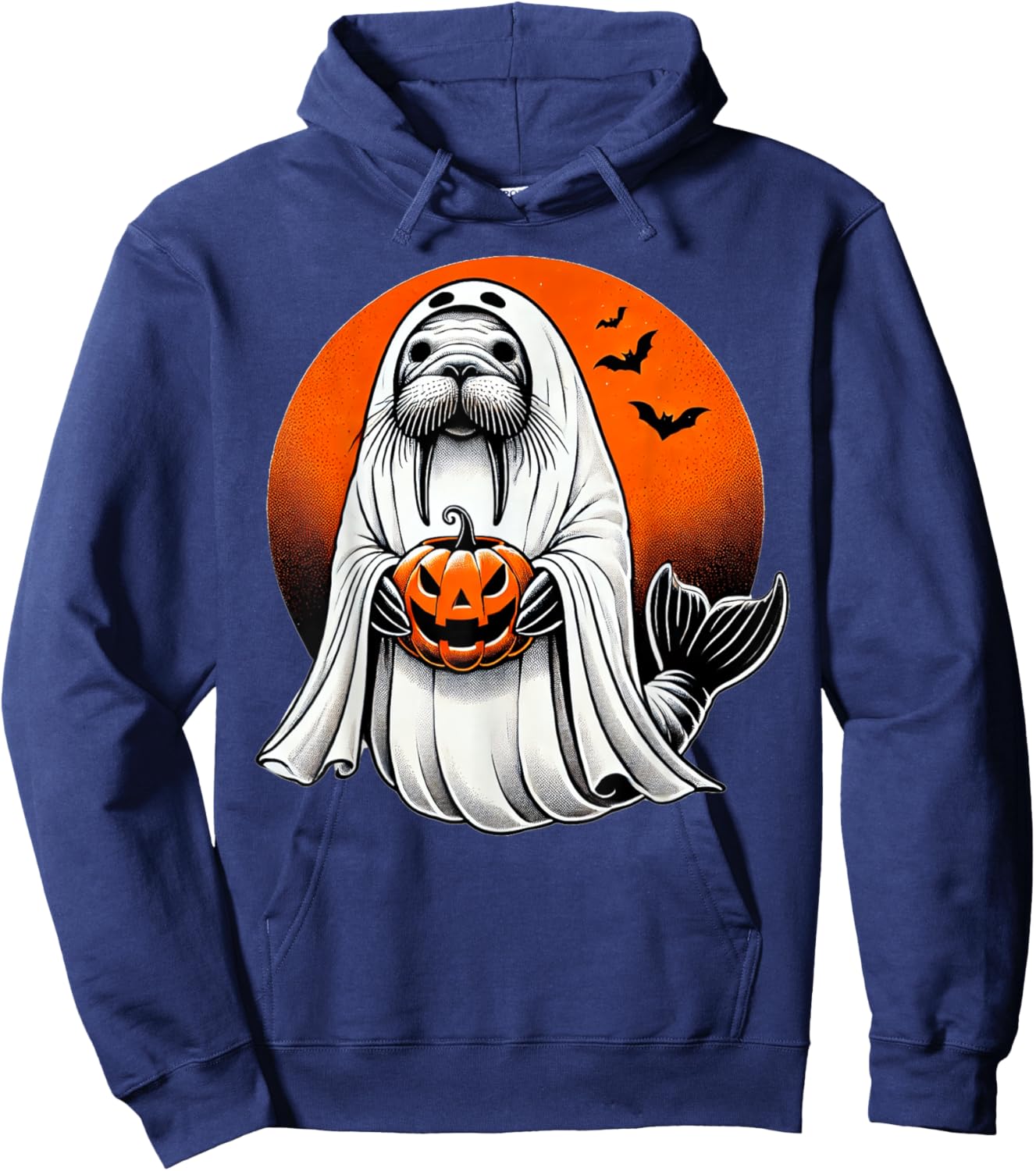 Halloween Seal Ghost Costume Walrus Jackolantern Pumpkin Hoodie - Hoodie | Navy