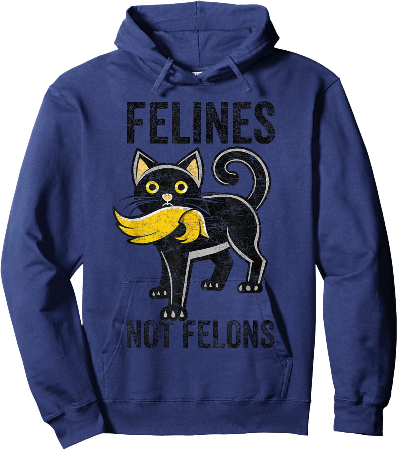 Felines Not Felons Anti-Trump, Cat Eating Trump Hair Women Hoodie - Hoodie | Navy