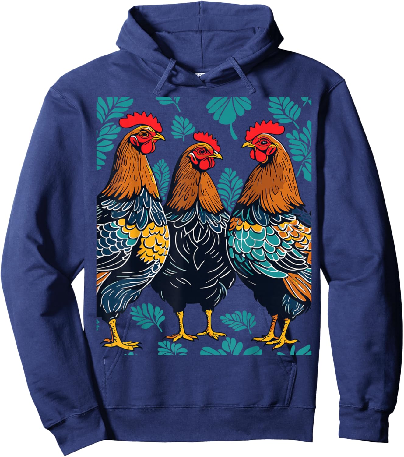 Three French Hens Cut-Out Stencil-Style Hoodie - Hoodie | Navy