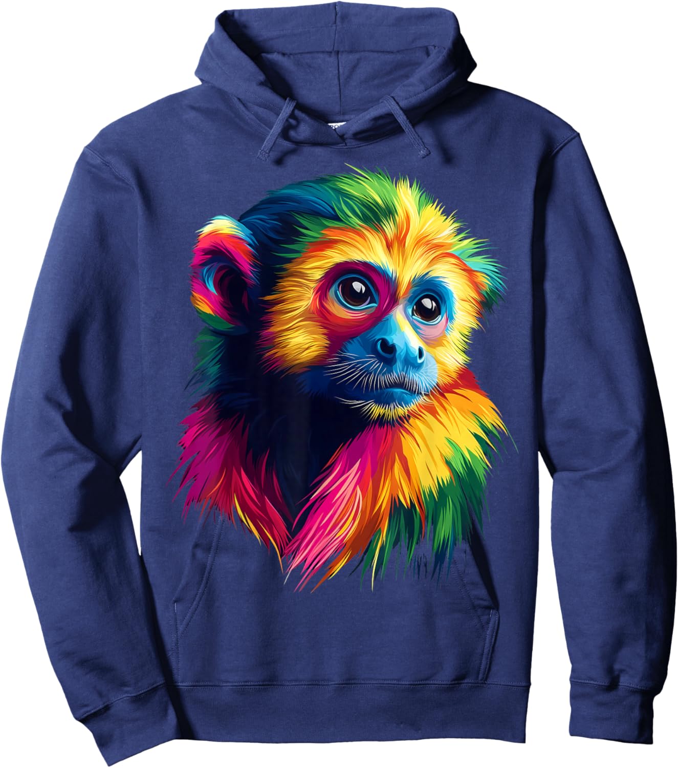 Colorful Capuchin Monkey Face Animal Lover Men Women Black Hoodie - Hoodie | Navy