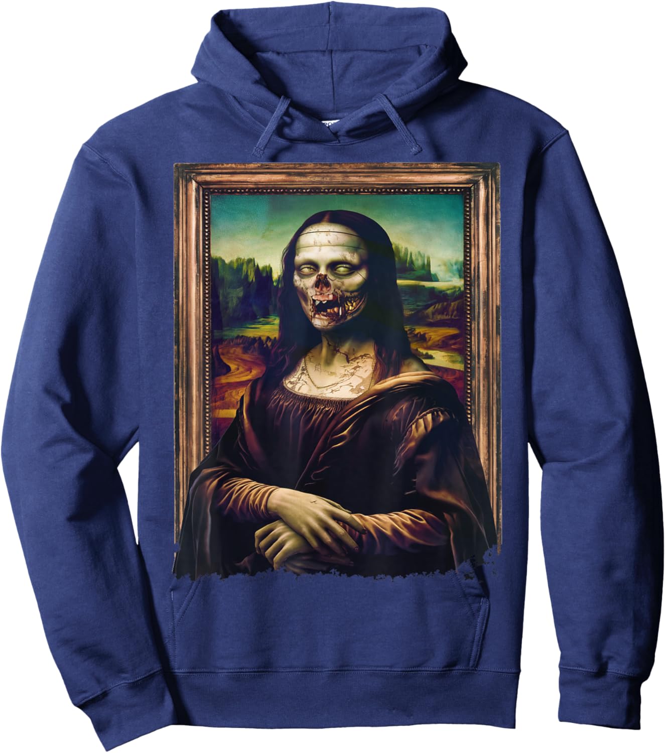 Mona Lisa Art Halloween Funny Zombie Hoodie - Hoodie | Navy