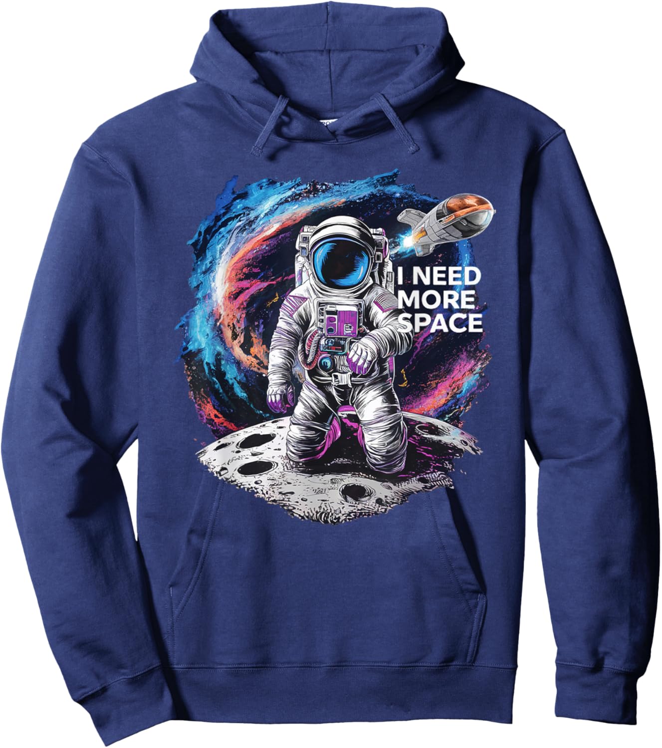 I Need More Space Funny Astronomy Lover Astronaut Space Hoodie - Hoodie | Navy