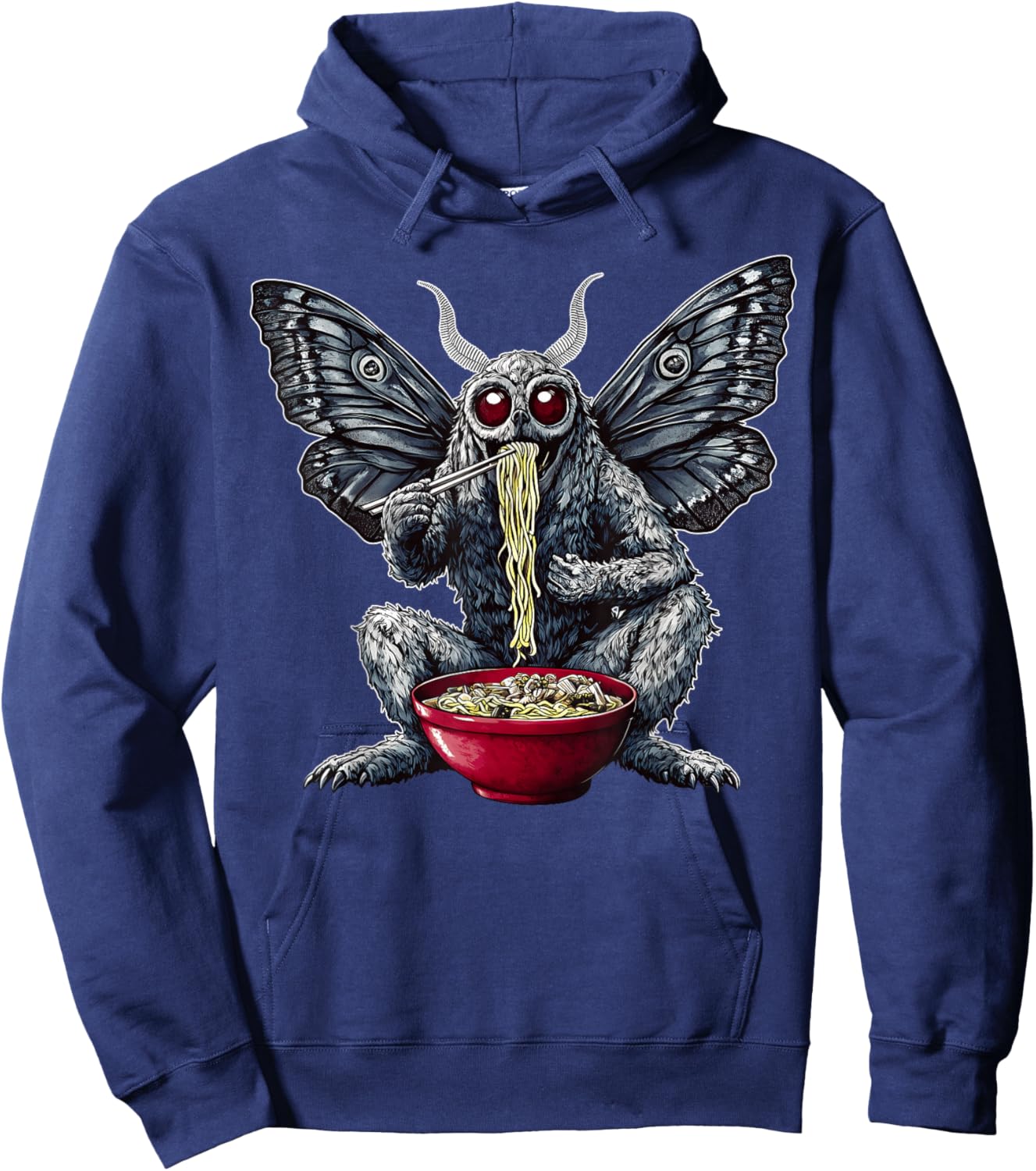 Mothman Cryptozoology Cryptid Ramen Japanese Noodles Hoodie - Hoodie | Navy