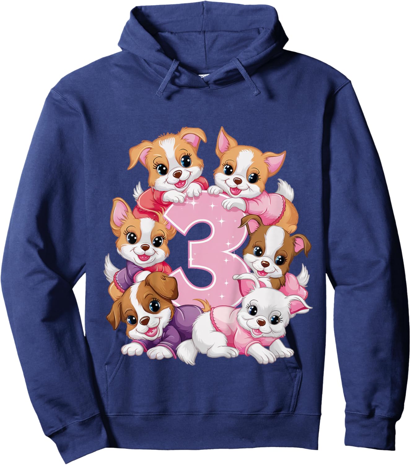 3rd Birthday Dog Birthday Shirt for Girls 3 Years Puppy Hoodie - Hoodie | Navy