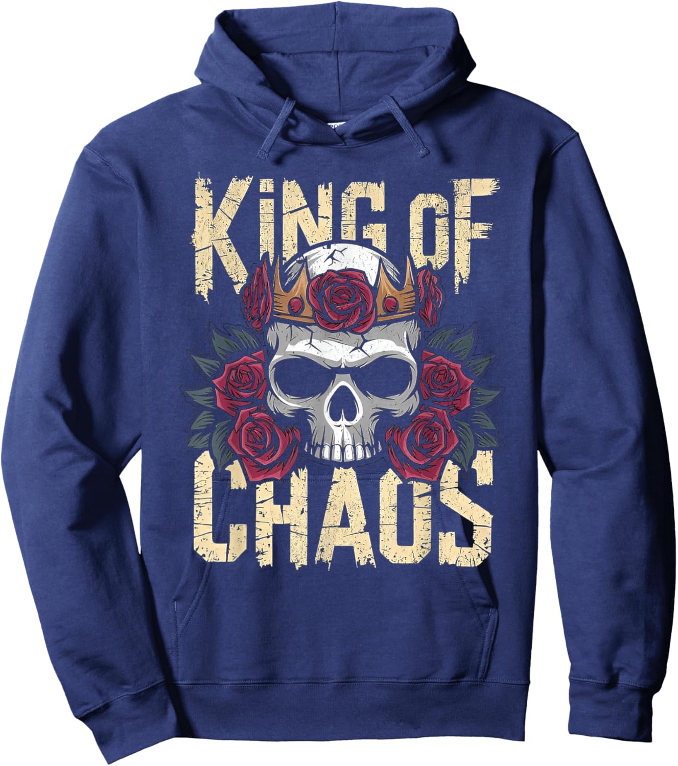 King of Chaos Skull Rose Crown Hoodie - Hoodie | Navy