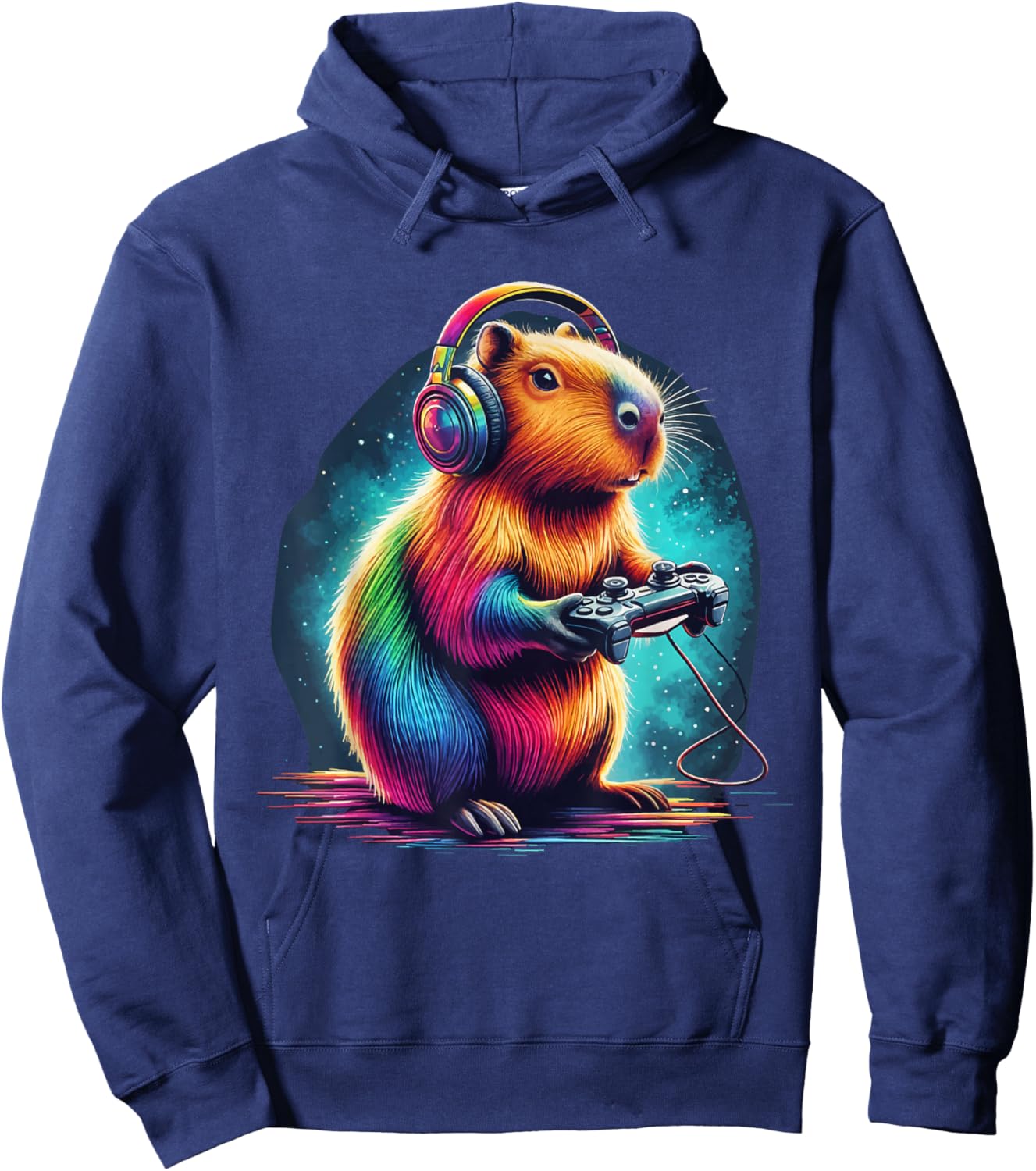 Capybara Gaming Shirt Video Game Colorful Capybara Gamer Hoodie - Hoodie | Navy