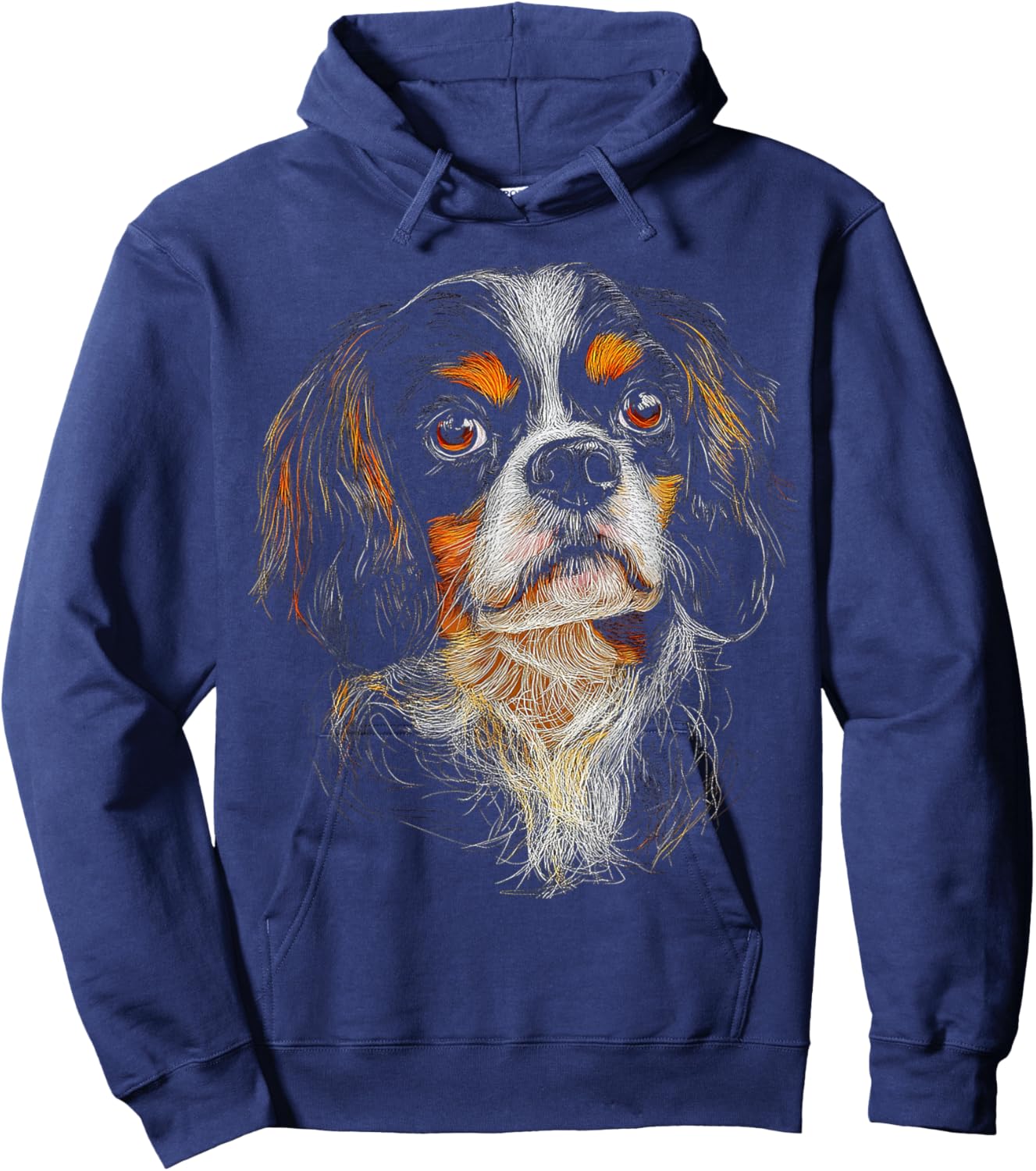 Cavalier King Charles Spaniel Dog Motif Pet Artwork Men Women Kids Hoodie - Hoodie | Navy