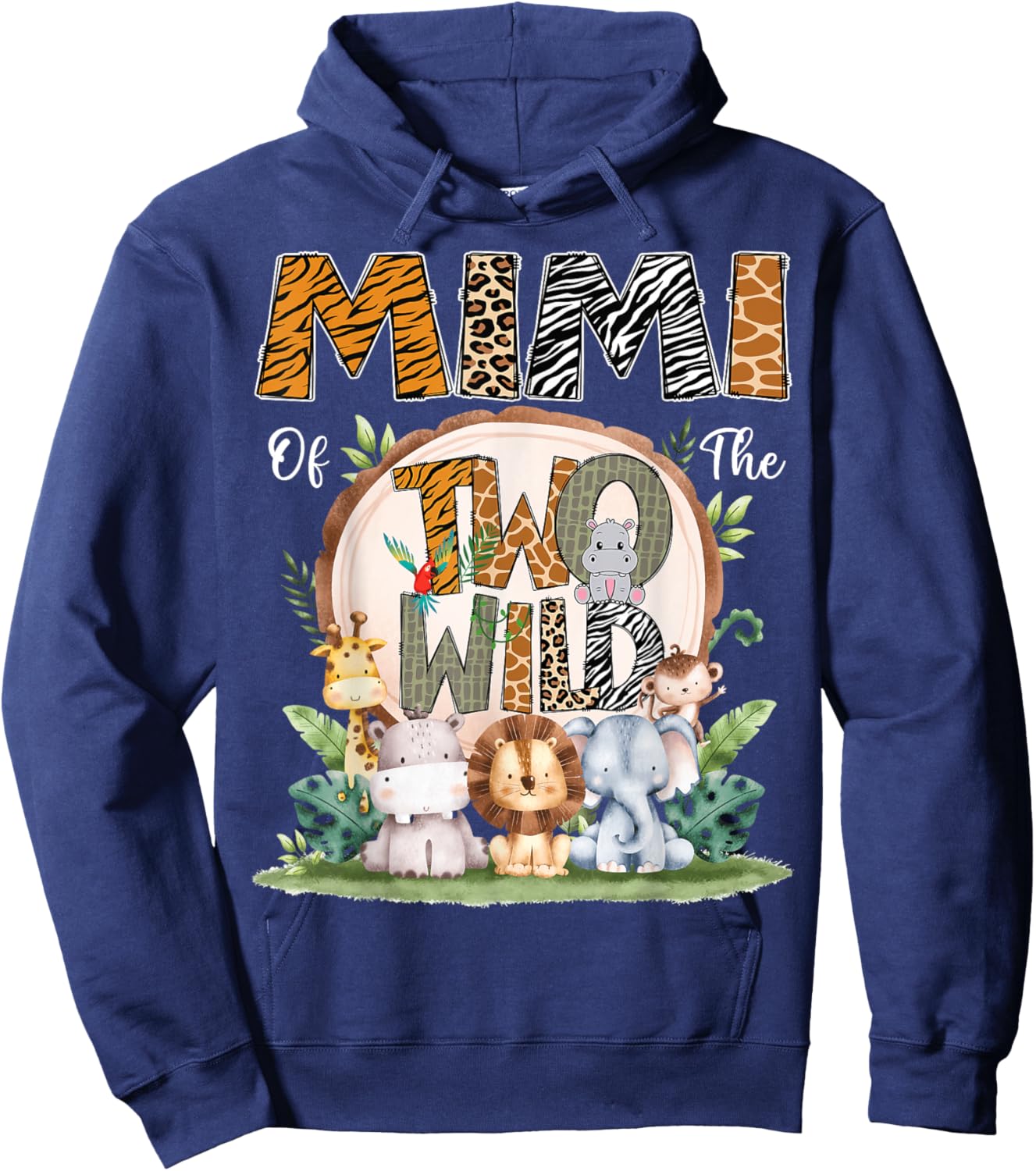 Mimi Of The Two Wild Animal Safari 2Nd Birthday Party Hoodie - Hoodie | Navy
