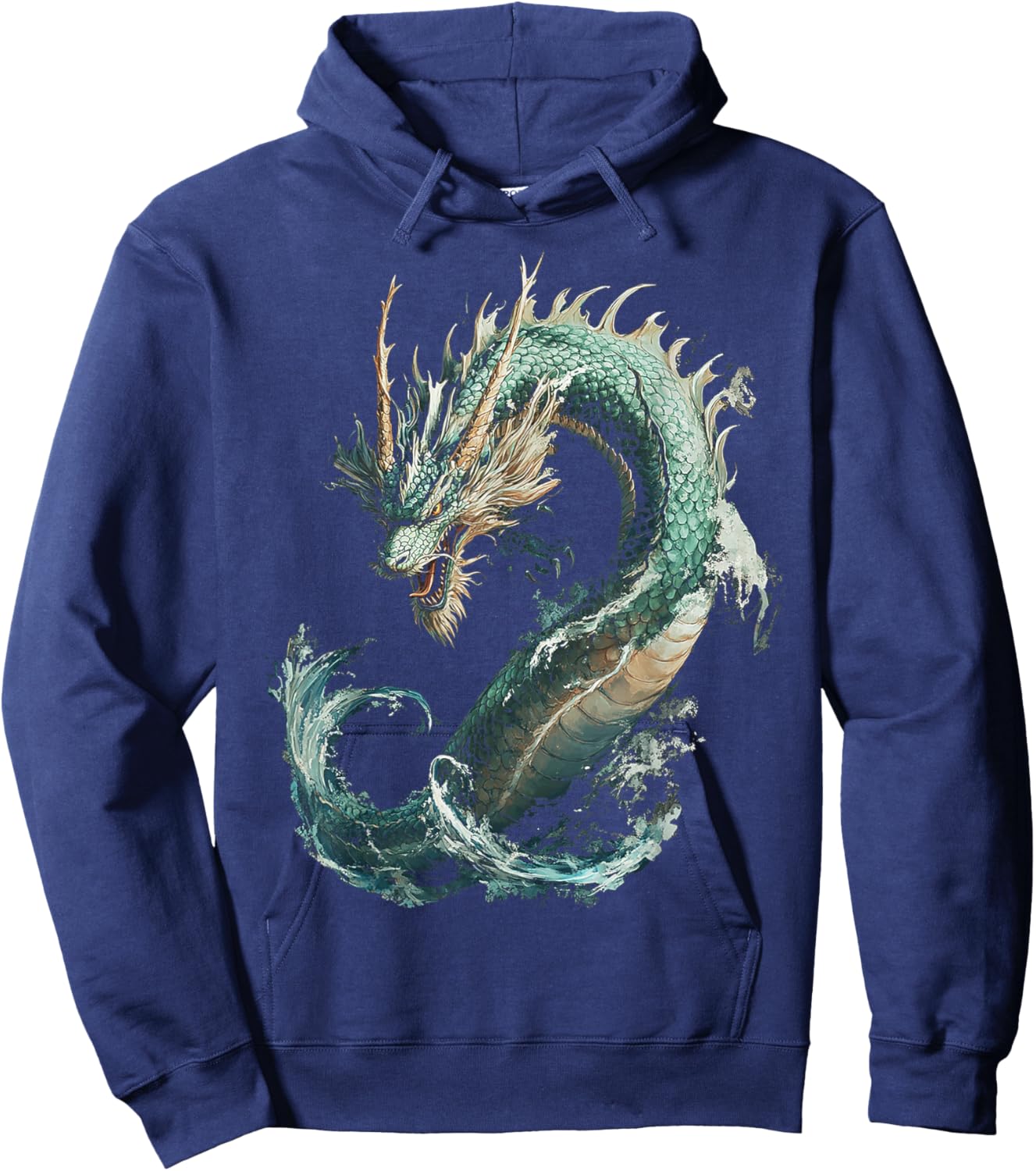 Sea Dragon Motif Mythical Illustration Sea Dragon Hoodie - Hoodie | Navy