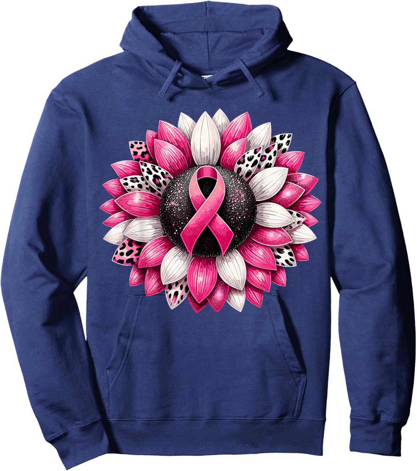 Sunflower Pink Breast Cancer Awareness Hoodie - Hoodie | Navy