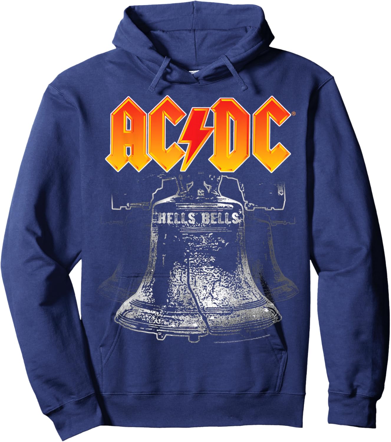 AC/DC Classic Black Cotton - Hells Bells Design, Casual Fit Hoodie - Hoodie | Navy