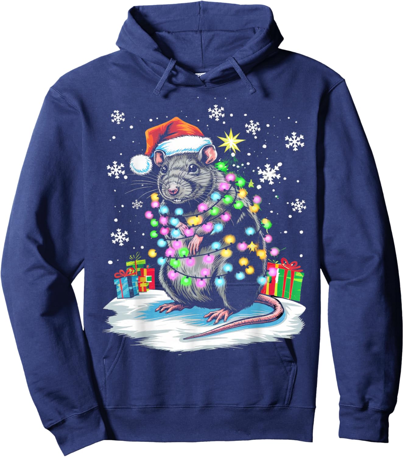 Rat Christmas Light Family Hoodie - Hoodie | Navy