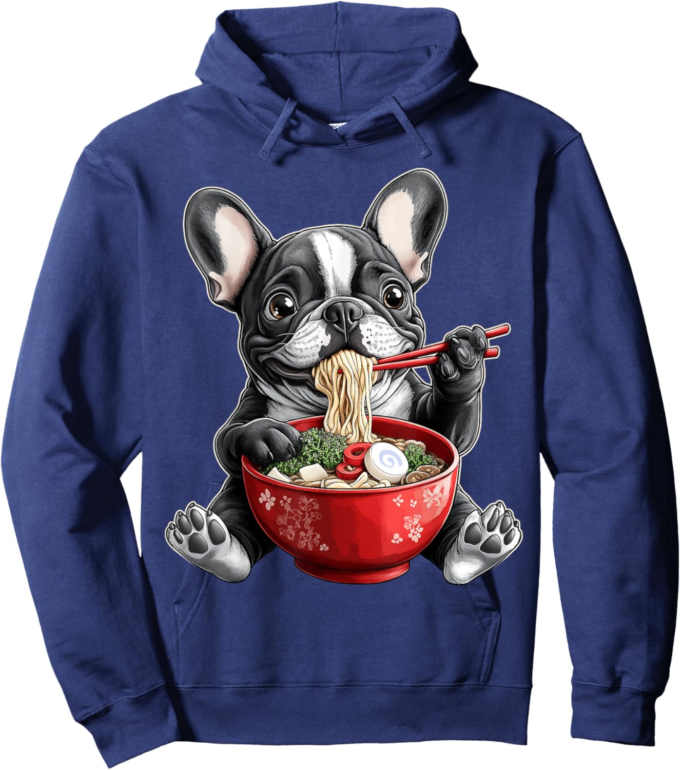 French Bulldog Frenchie Dog Ramen Japanese Noodles Hoodie - Hoodie | Navy
