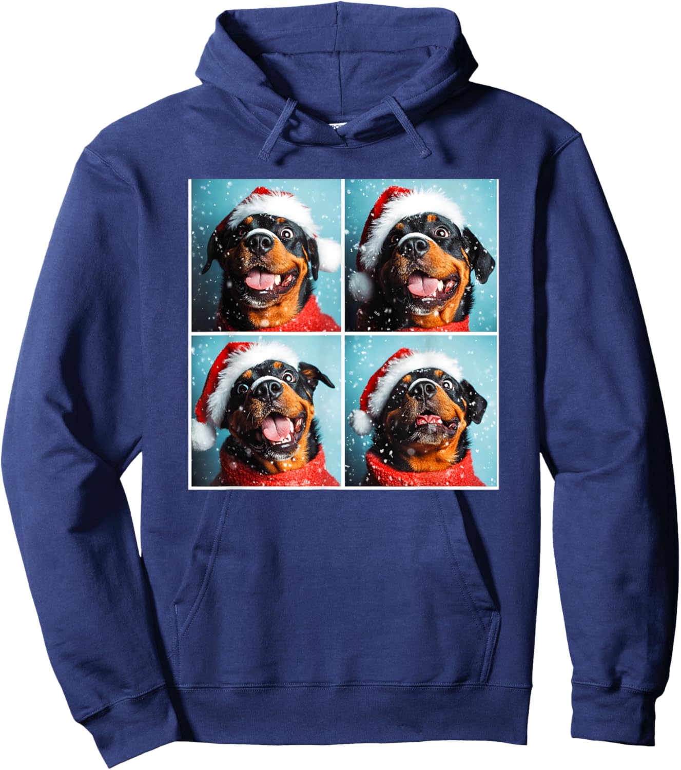 Rottweiler With Santa Hat Snowy Christmas Rottie Hoodie - Hoodie | Navy