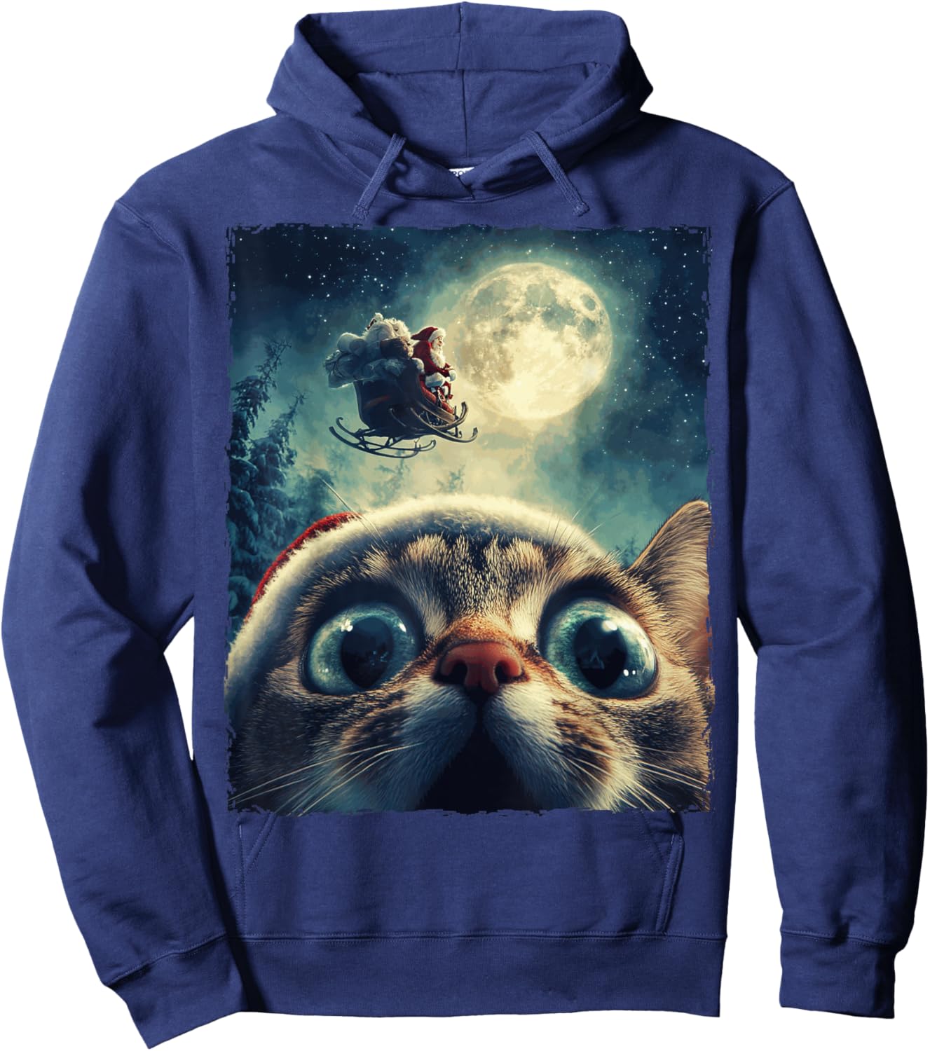 Funny Cat Selfie Santa Moon Hoodie - Hoodie | Navy
