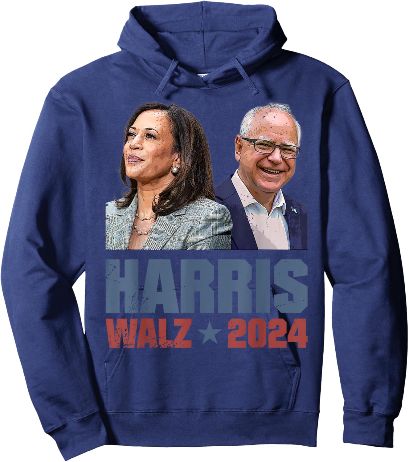 Vintage Kamala Harris Walz 2024 Poster Hoodie - Hoodie | Navy