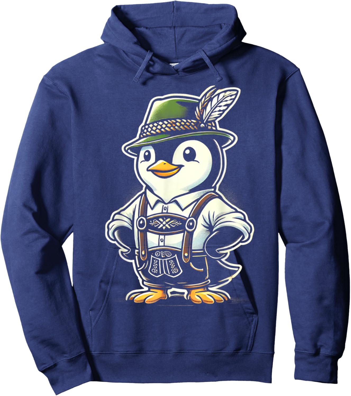 Oktoberfest Penguin Funny German Bavarian Lederhosen Penguin Hoodie - Hoodie | Navy