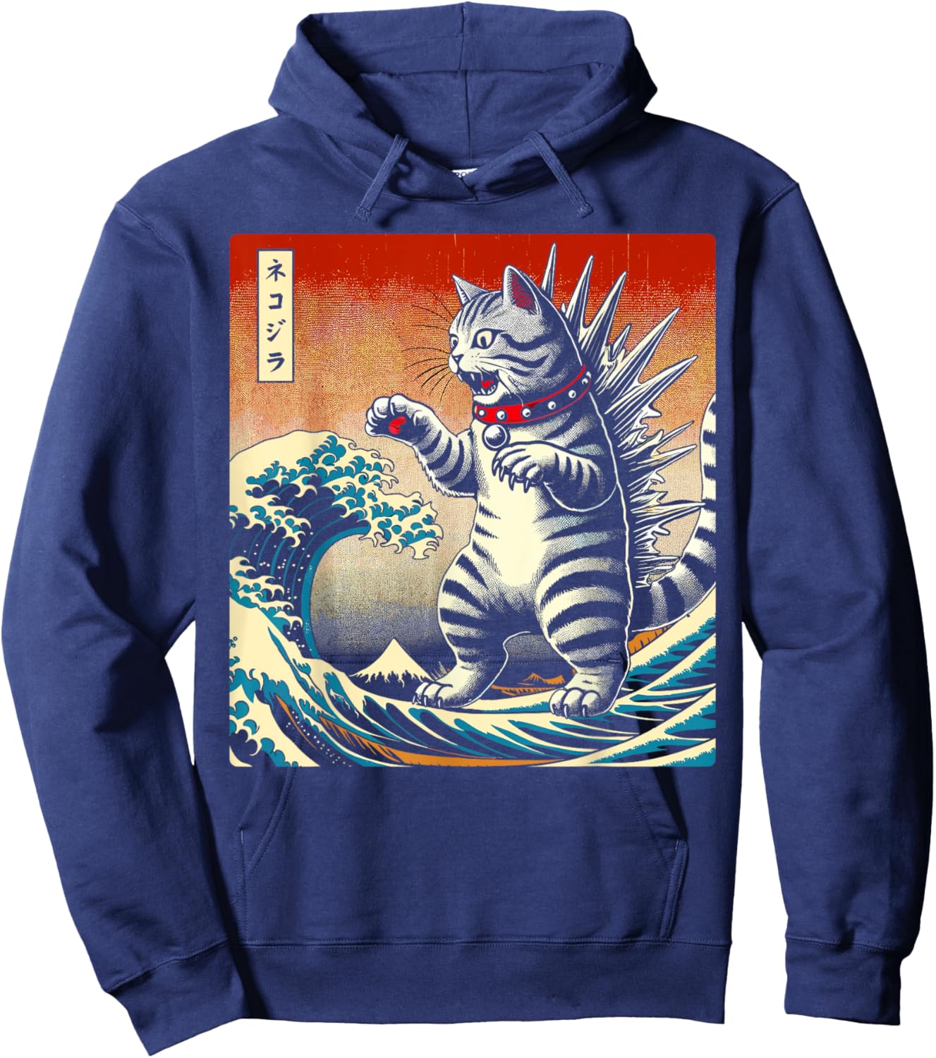 Cat Kaiju Catzilla Japanese Art Men Women Kids Funny Cat Hoodie - Hoodie | Navy
