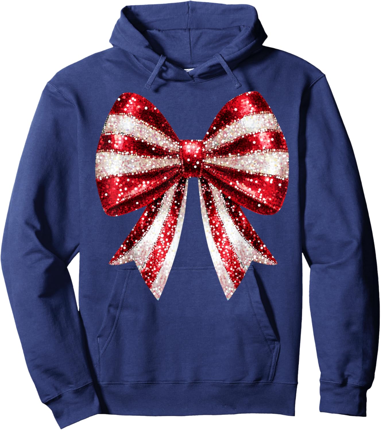 Cute Coquette Bow Christmas Candy Cane Xmas Women Kids Girls Hoodie - Hoodie | Navy
