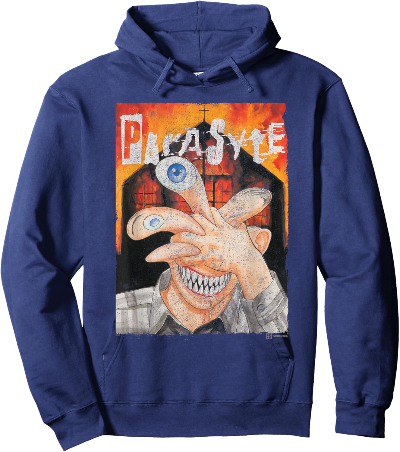 Parasyte Migi Face Transform Church Flame Hoodie - Hoodie | Navy