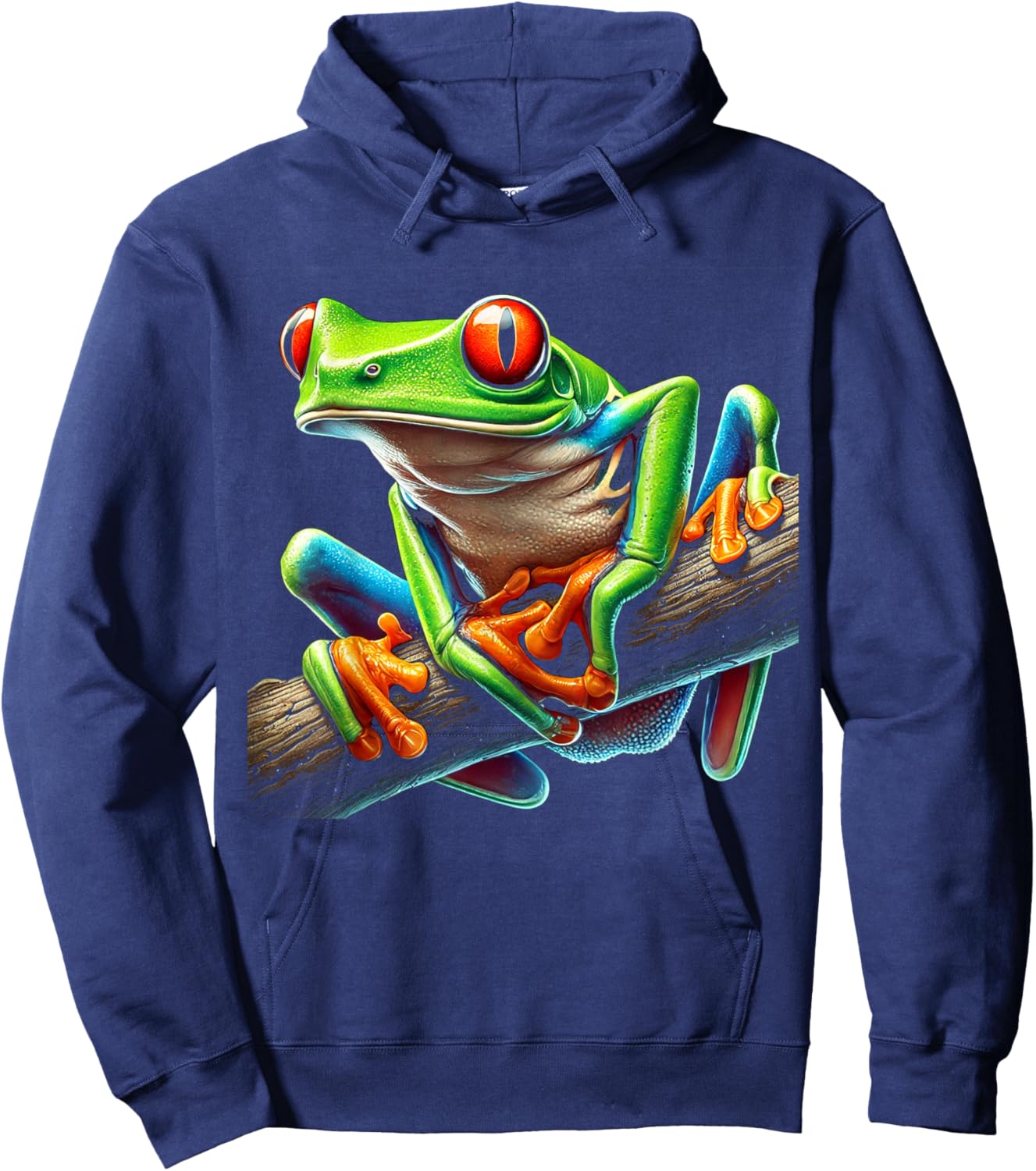Green Body Red Eyed Tree Frog Rainforest Amphibian Hoodie - Hoodie | Navy