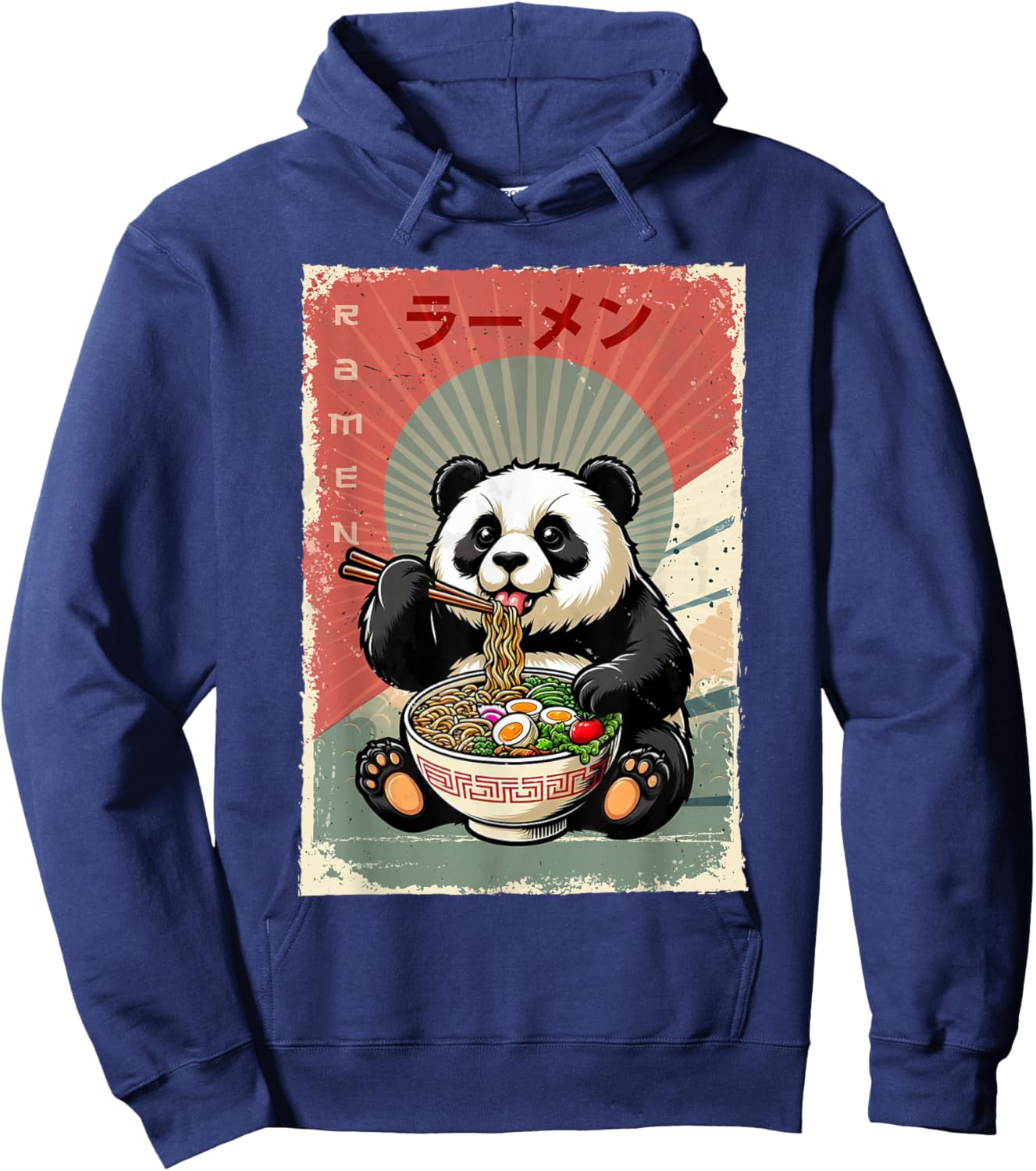 Panda Eating Ramen Japanese Noodles Soup Hoodie - Hoodie | Navy