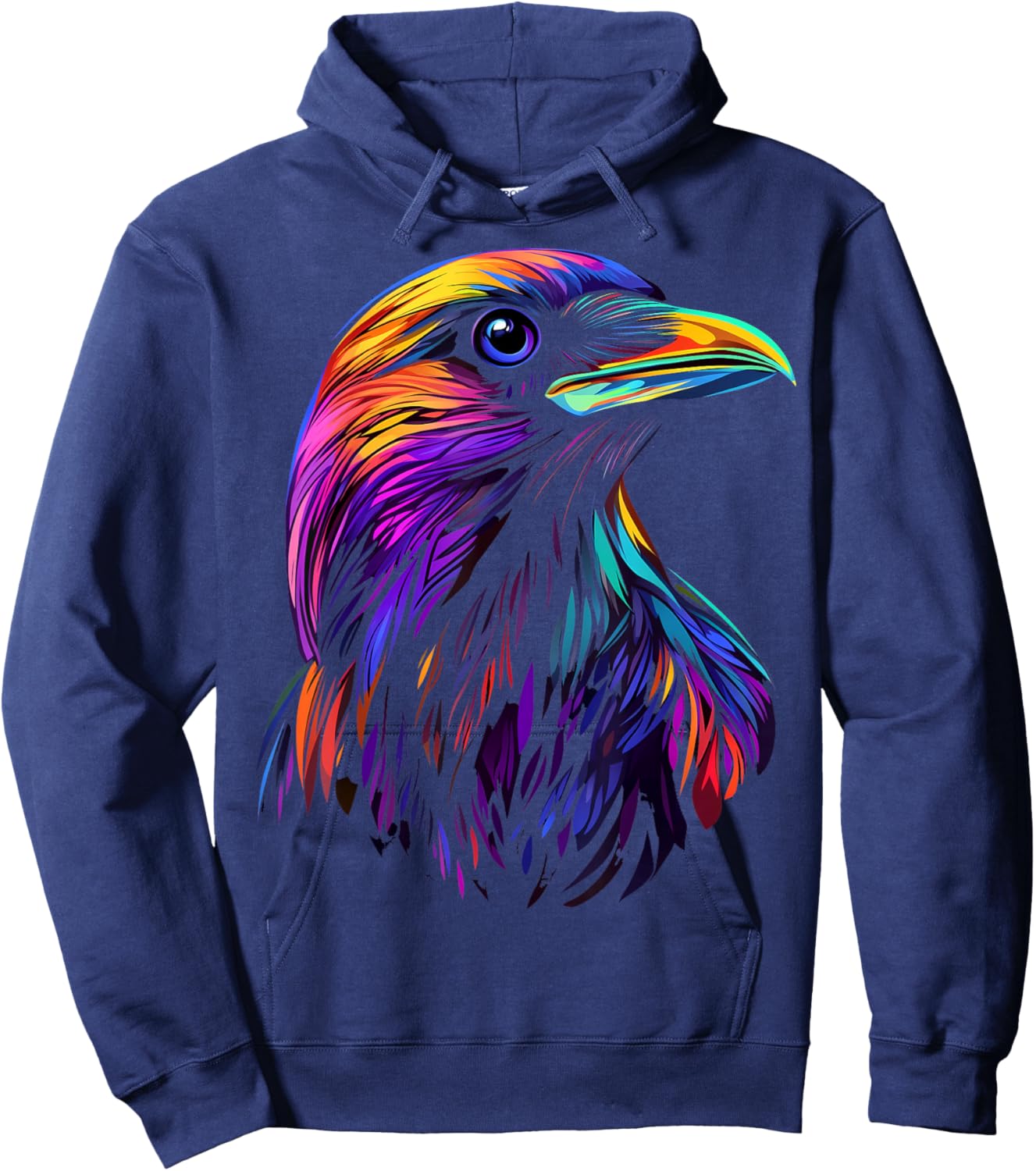 Colorful Crow Face Cute Birds Animal Lover Men Women Black Hoodie - Hoodie | Navy