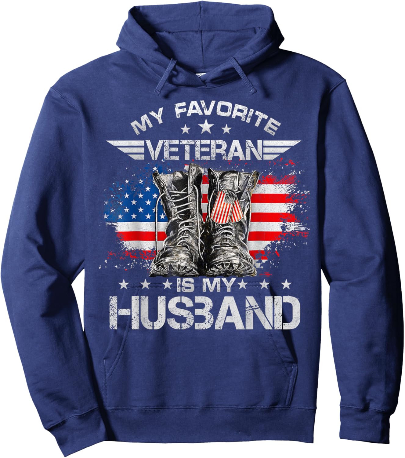 Veterans Day My Favorite Veteran Is My Husband Proud Wife Hoodie - Hoodie | Navy