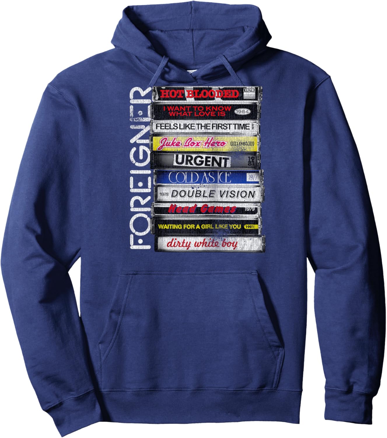 Foreigner Classic Hit Songs 80s Rock Band Raglan Baseball Hoodie - Hoodie | Navy