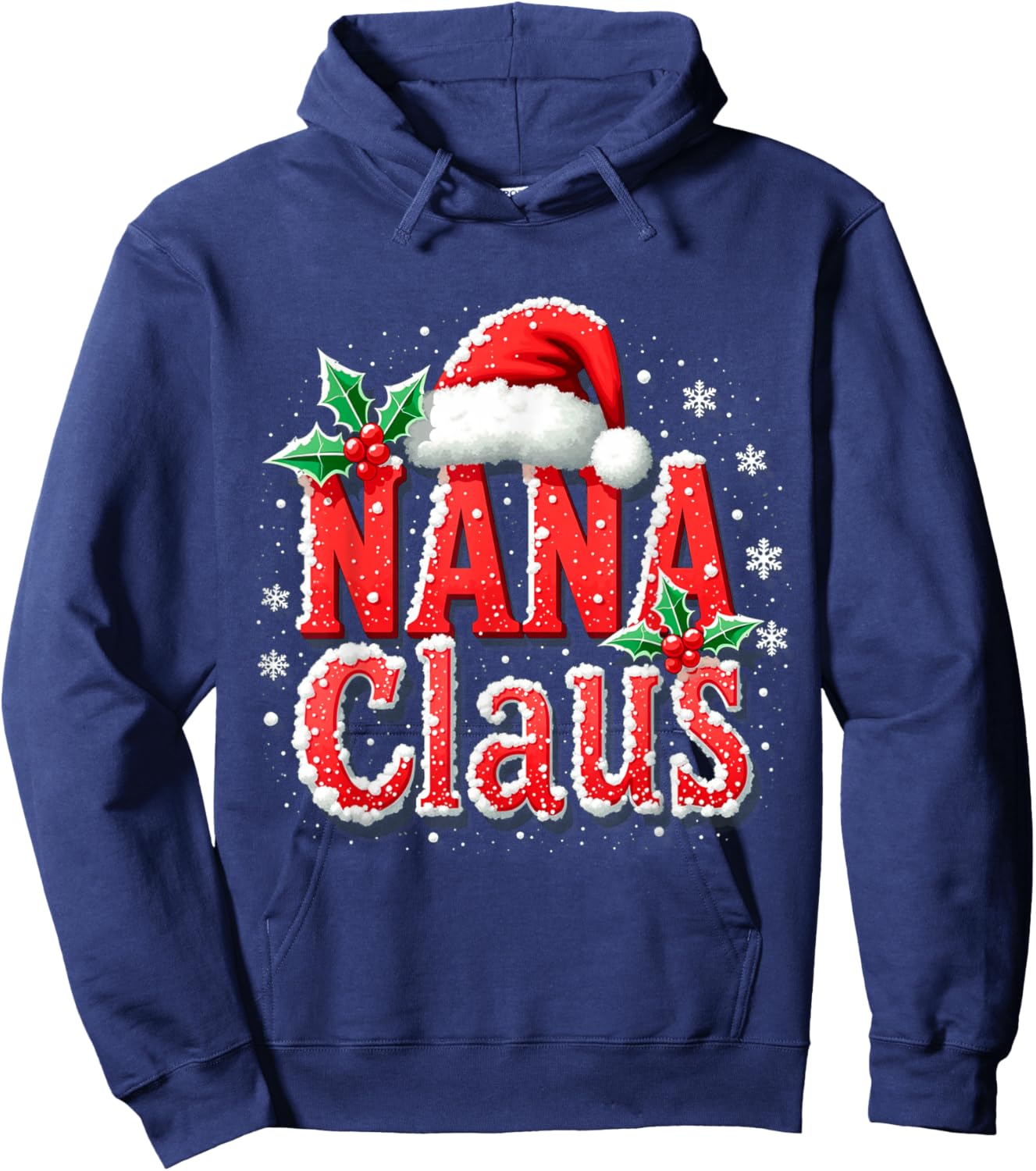 Nana Claus Santa Hat Christmas lights family Xmas Men Women Hoodie - Hoodie | Navy