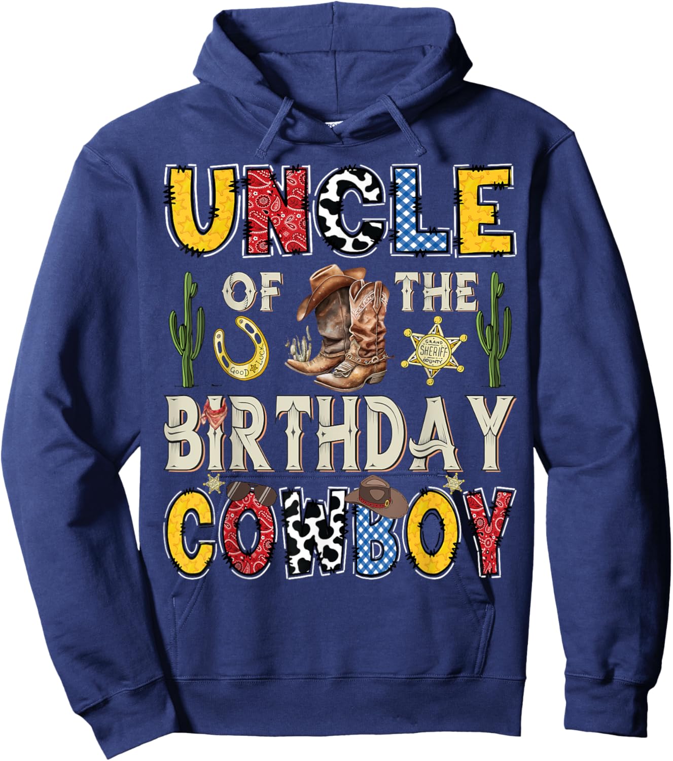 Uncle Of The Birthday CowBoy Rodeo Uncle Western Hoodie - Hoodie | Navy
