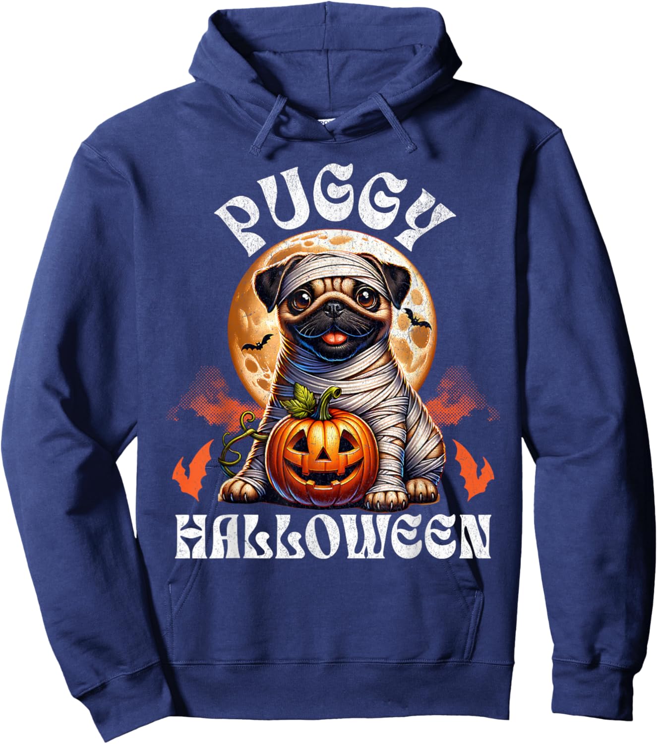 Halloween Costume Pug Halloween Puggy Halloween Hoodie - Hoodie | Navy