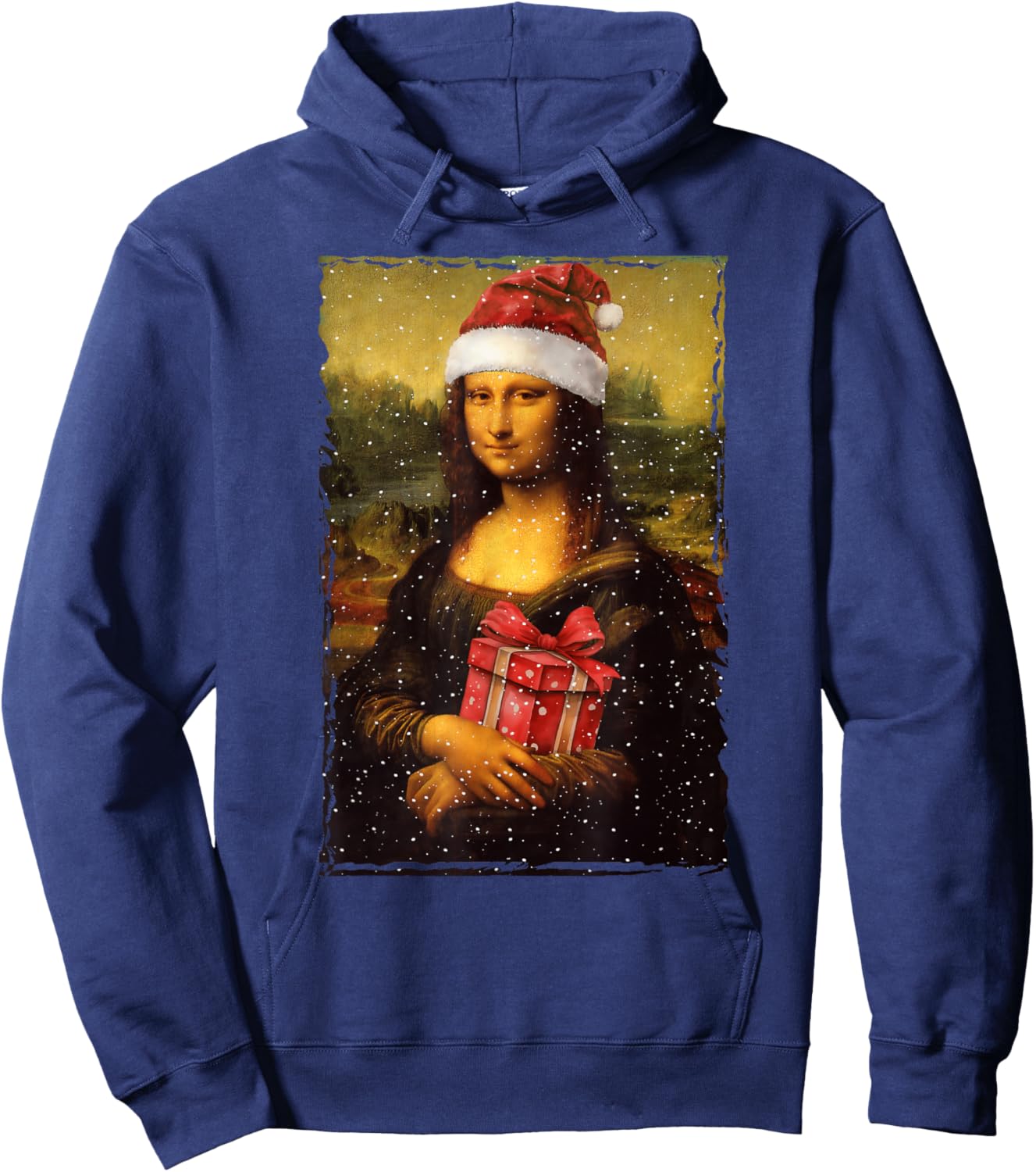 Mona Lisa Christmas Santa Hat Art Teacher Hoodie - Hoodie | Navy