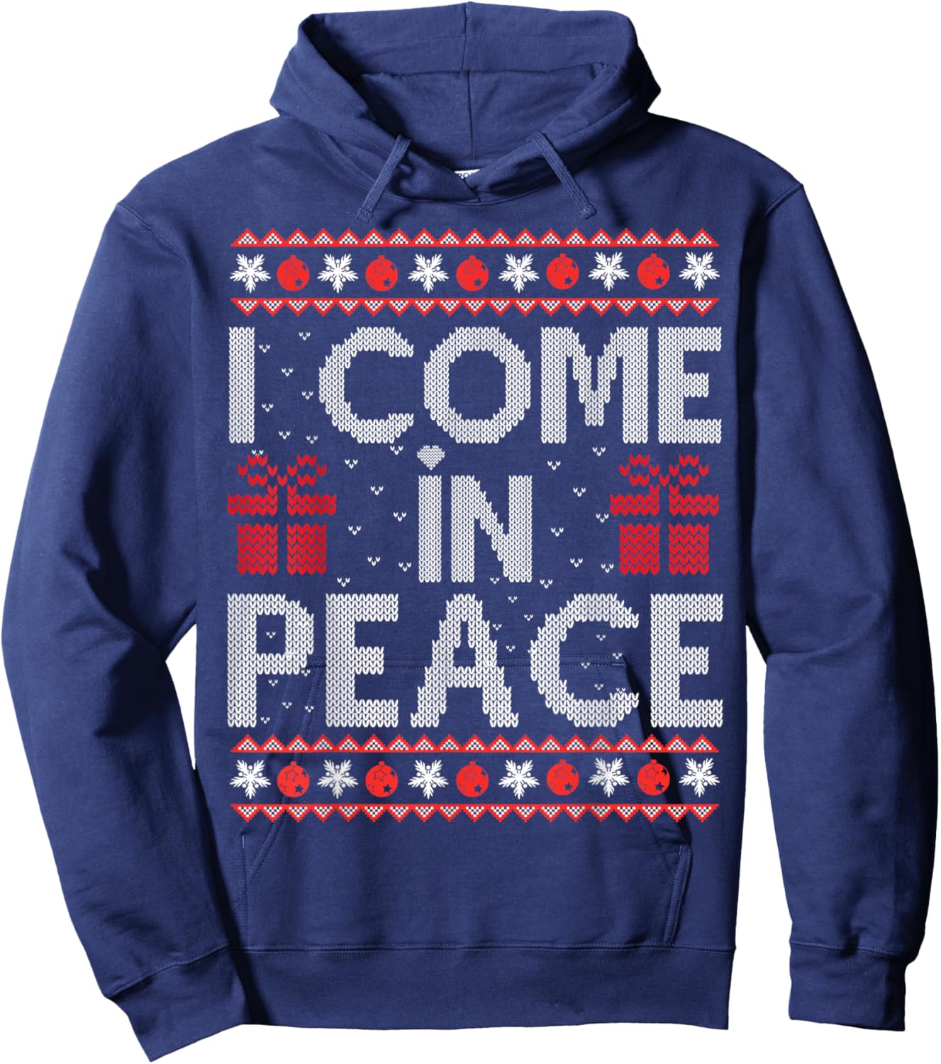 I Come In Peace I'm Peace Matching Ugly Christmas Sweater Hoodie - Hoodie | Navy