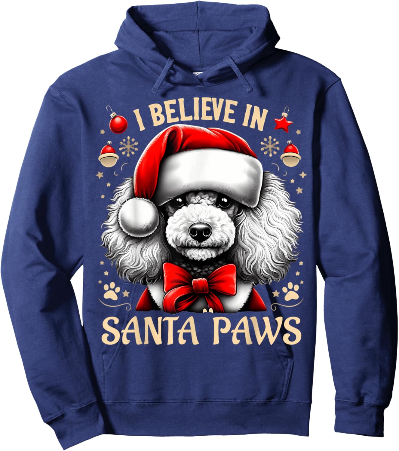 I Believe In Santa Paws Poodle Cute Christmas Owner Lover Hoodie - Hoodie | Navy