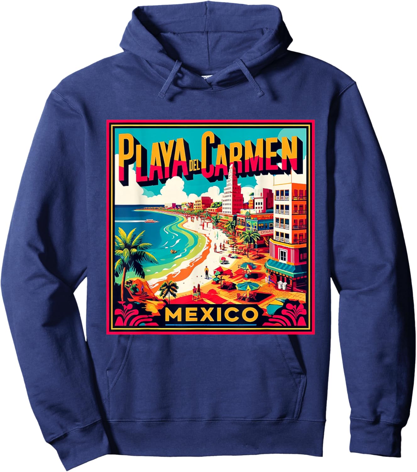Playa Del Carmen Mexico Shirt Family Trip Retro Beach City Hoodie - Hoodie | Navy