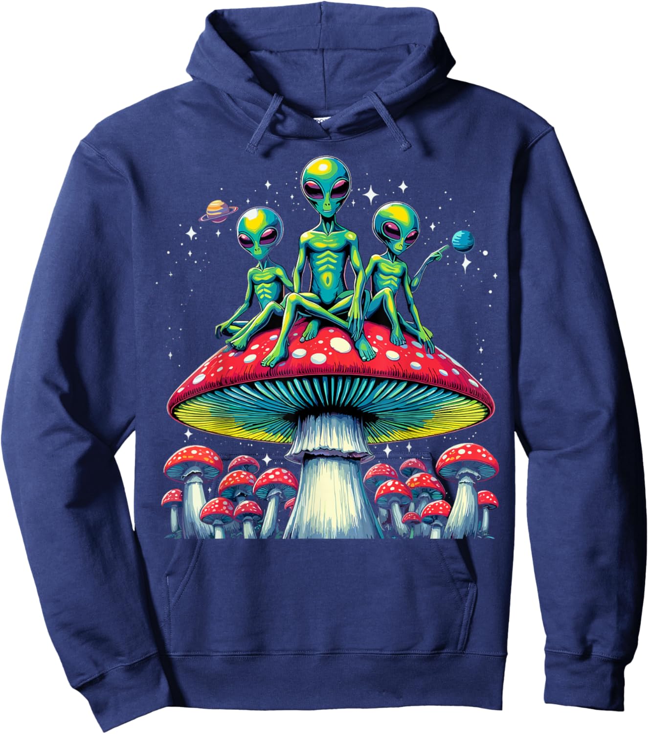 Trippy Alien Mushroom - Funny Psychedelic Shroom Hoodie - Hoodie | Navy