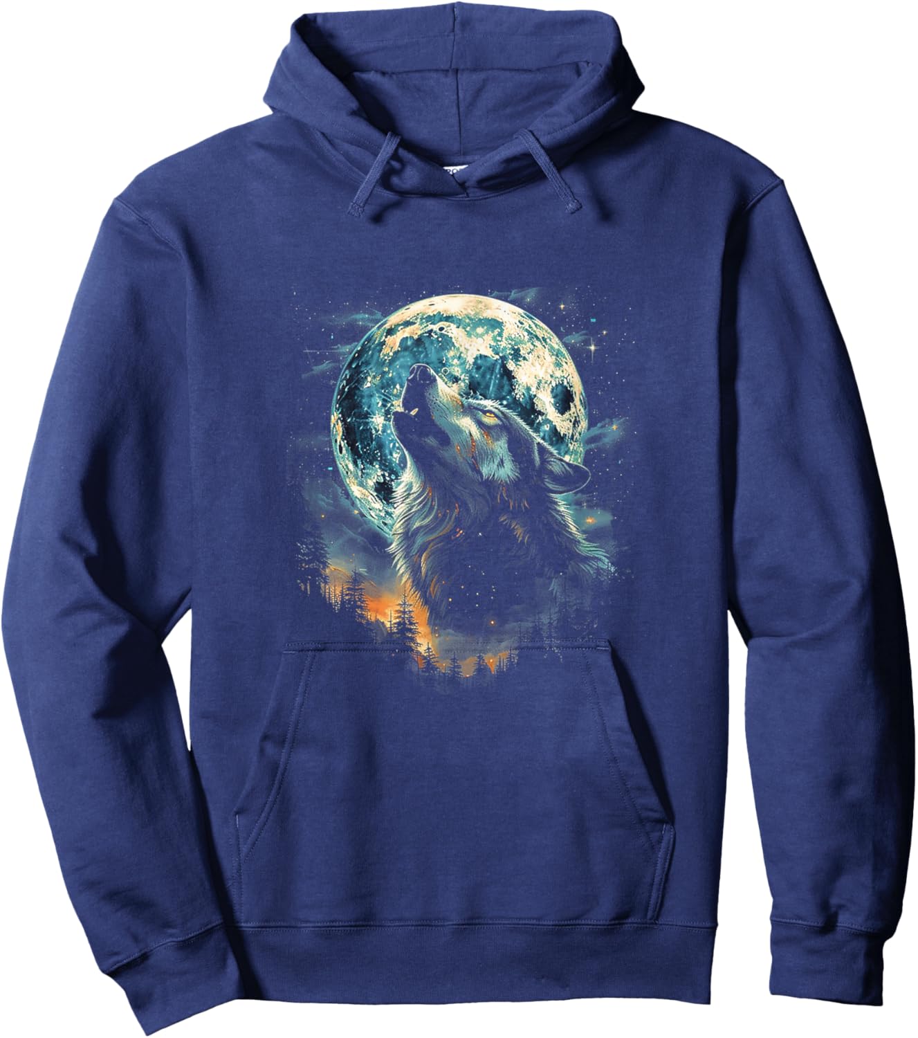 A Wolf in Moonlight Under the Night Sky Hoodie - Hoodie | Navy