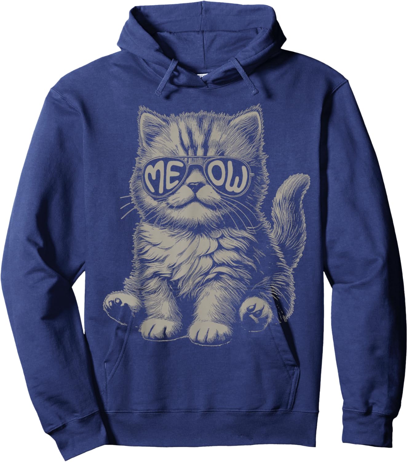Funny Cat Meow Sunglasses Vintage Graphic Hoodie - Hoodie | Navy
