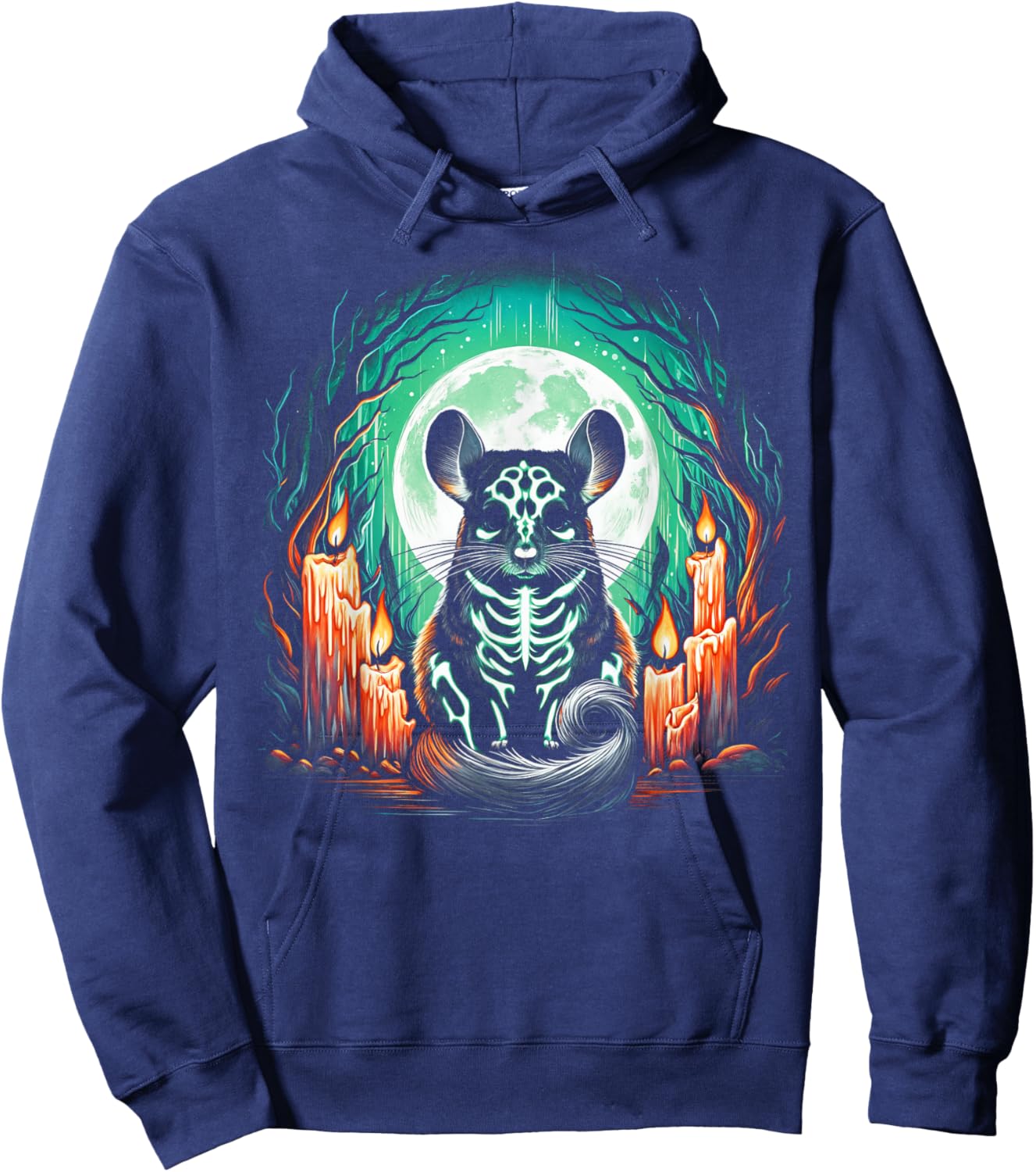 Cool Chinchilla Skeleton Halloween Christmas Birthday Hoodie - Hoodie | Navy