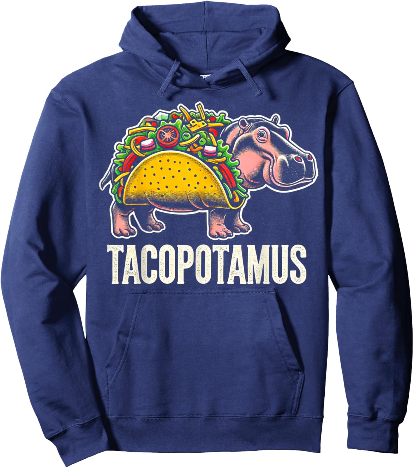 Tacopotamus Taco Hippo Hippopotamus Zoo Animal Funny Hoodie - Hoodie | Navy