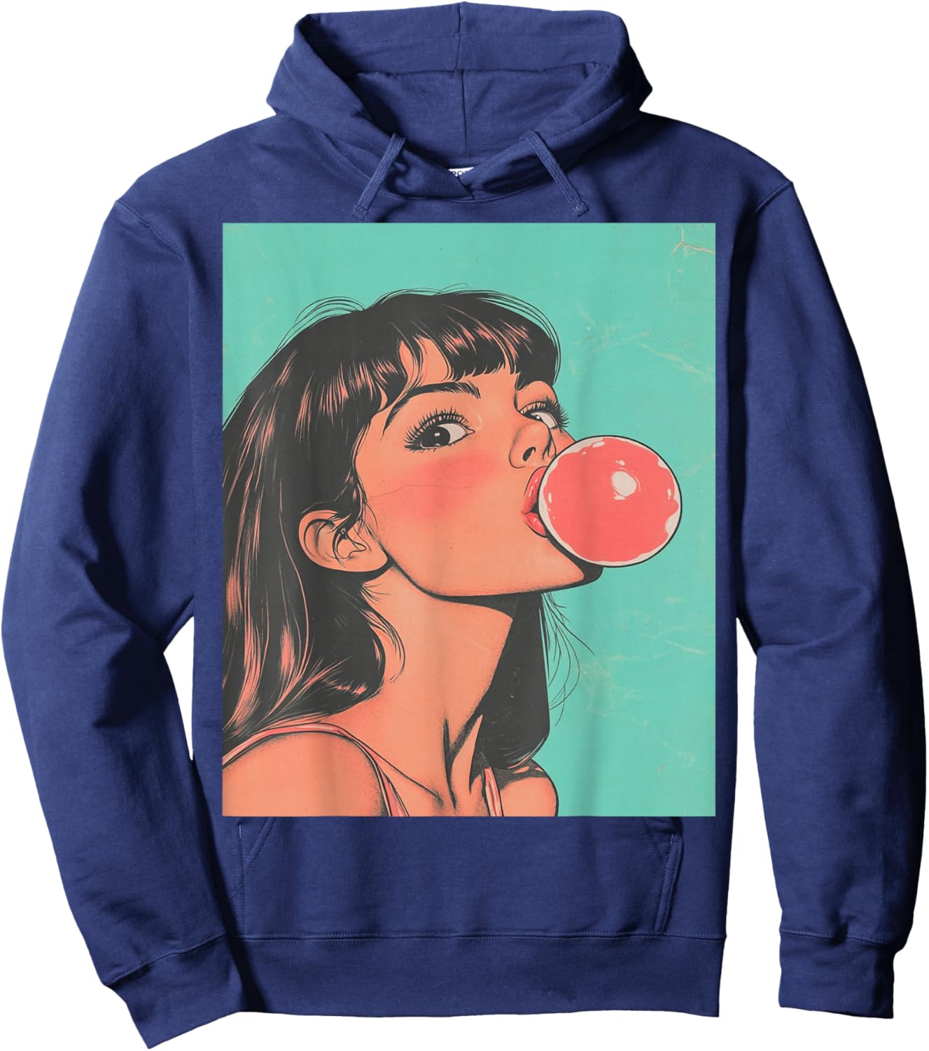 Pop Art Women's Tops Fashion Bubble Gum Pink Hoodie - Hoodie | Navy